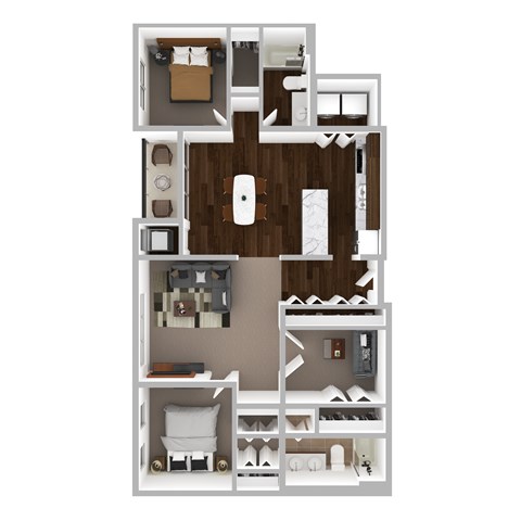 Floor plan for 2 beds, 2 baths, 1493 sqft